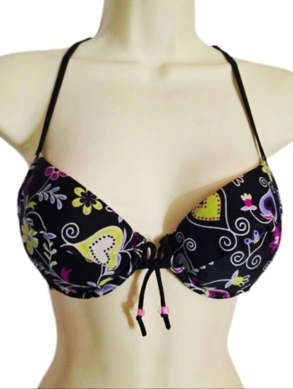 Victoria's Secret Bikini Top Black Multi Size 34C